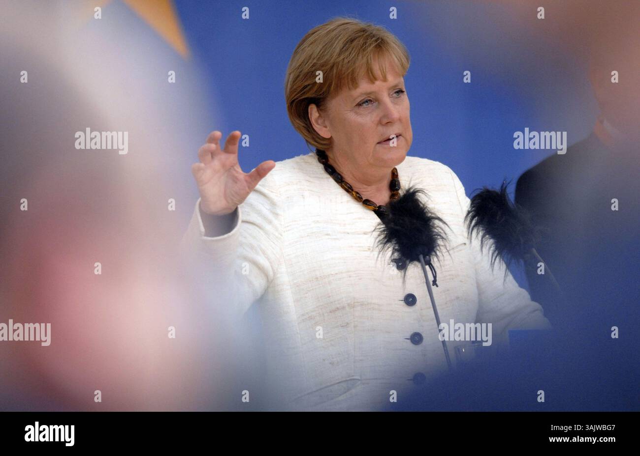 19 maggio 2009 - Francoforte, Assia, Germania - Cancelliera tedesca ANGELA MERKEL durante un discorso alla campagna elettorale europea del suo partito Democratico Cristiano (CDU) a Francoforte, Germania, 19 maggio 2009. (Immagine di credito: © Irving Villegas/ZUMA Press) RESTRIZIONI: www.irving-villegas.de Foto Stock