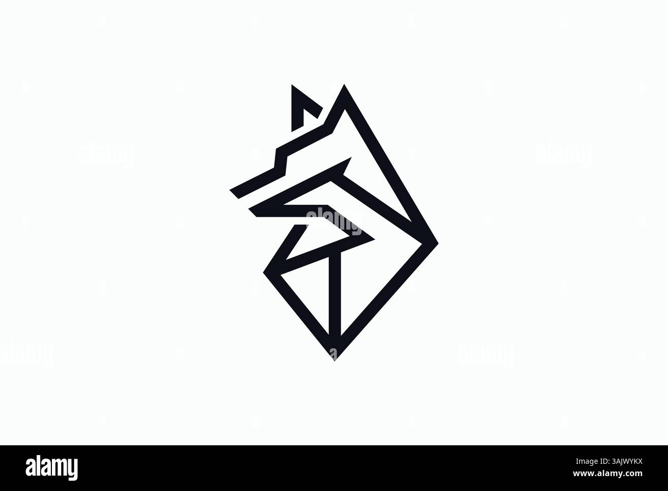 Logo della testa Wolf geometrico astratto Design lineare affilato ed elegante per i marchi moderni Illustrazione Vettoriale