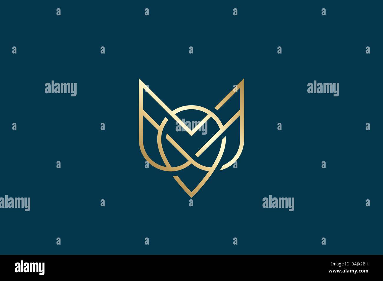 Innovativo logo Golden Emblem of Excellence and Distinction Letter M e pin Map Illustrazione Vettoriale