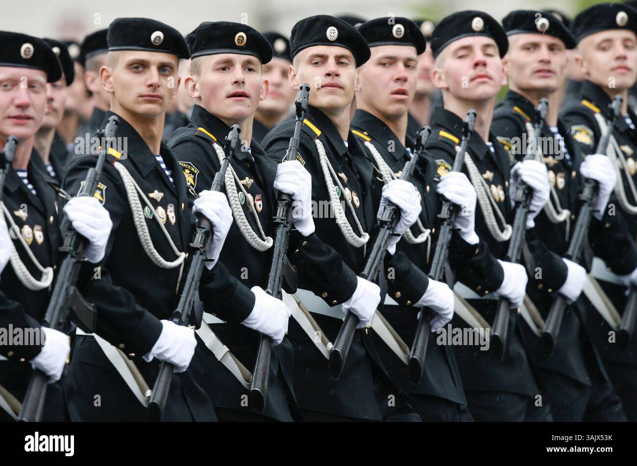 7 maggio 2009 - Mosca, Russia - Marines dell'Esercito Russo durante la prova della Parata militare del giorno della Vittoria. (Immagine di credito: © PhotoXpress/ZUMA Press) Foto Stock