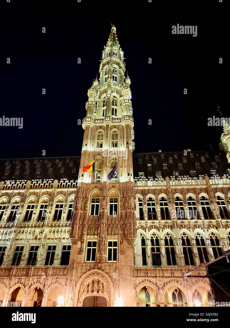 Il Grand Palace, Bruxelles Belgio di notte Foto Stock