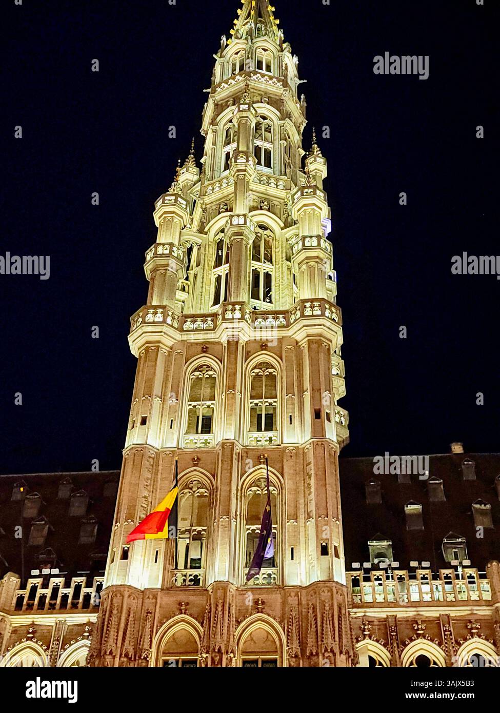 Il Grand Palace, Bruxelles Belgio di notte Foto Stock