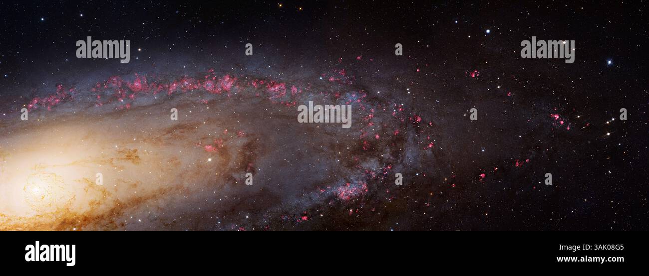 Galassia di Andromeda. Mosaico di immagini composito della Galassia di Andromeda (M31, NGC 224) dal sondaggio Panchromatic Hubble Andromeda Treasury (PHAT). PHAT è un programma multiciclo del telescopio spaziale Hubble per mappare circa un terzo del disco stellare della galassia. Utilizza 6 filtri che vanno dall'ultravioletto al vicino infrarosso. Andromeda, la galassia più vicina alla nostra, è di circa 140.000 anni luce e si trova a 2,5 milioni di anni luce di distanza nella costellazione con lo stesso nome. Foto Stock