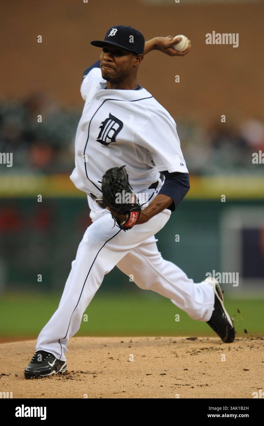 6 giugno 2009: Il lanciatore titolare dei Detroit Tigers Edwin Jackson n. 36 lancia un campo contro i Los Angeles Angels al Comerica Park di Detroit, Michigan. Detroit ha vinto 2-1.(immagine di credito: © Scott Schupbach/Cal Sport Media/ZUMA Press) Foto Stock