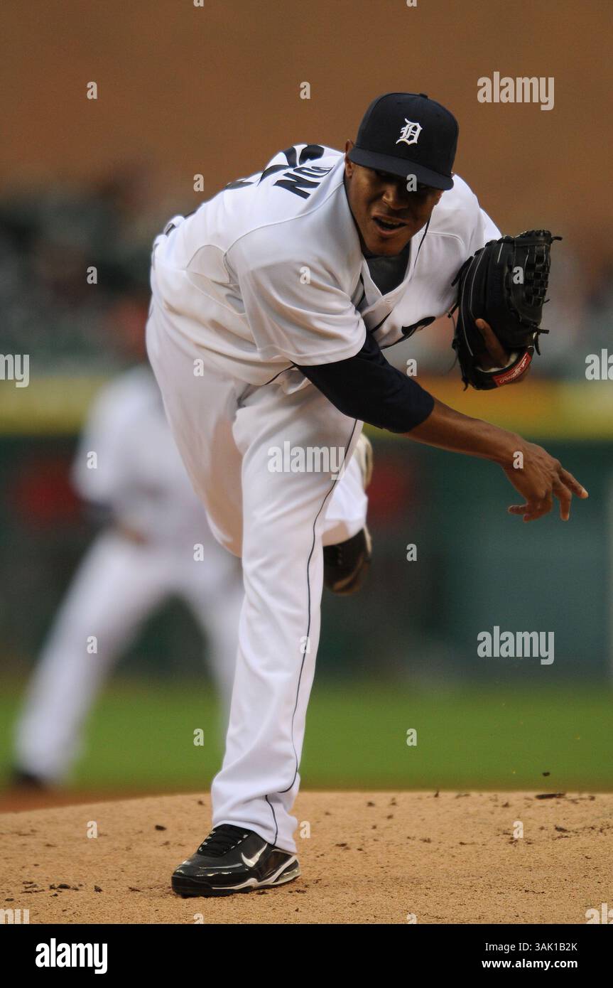 6 giugno 2009: Il lanciatore titolare dei Detroit Tigers Edwin Jackson n. 36 lancia un campo contro i Los Angeles Angels al Comerica Park di Detroit, Michigan. Detroit ha vinto 2-1.(immagine di credito: © Scott Schupbach/Cal Sport Media/ZUMA Press) Foto Stock