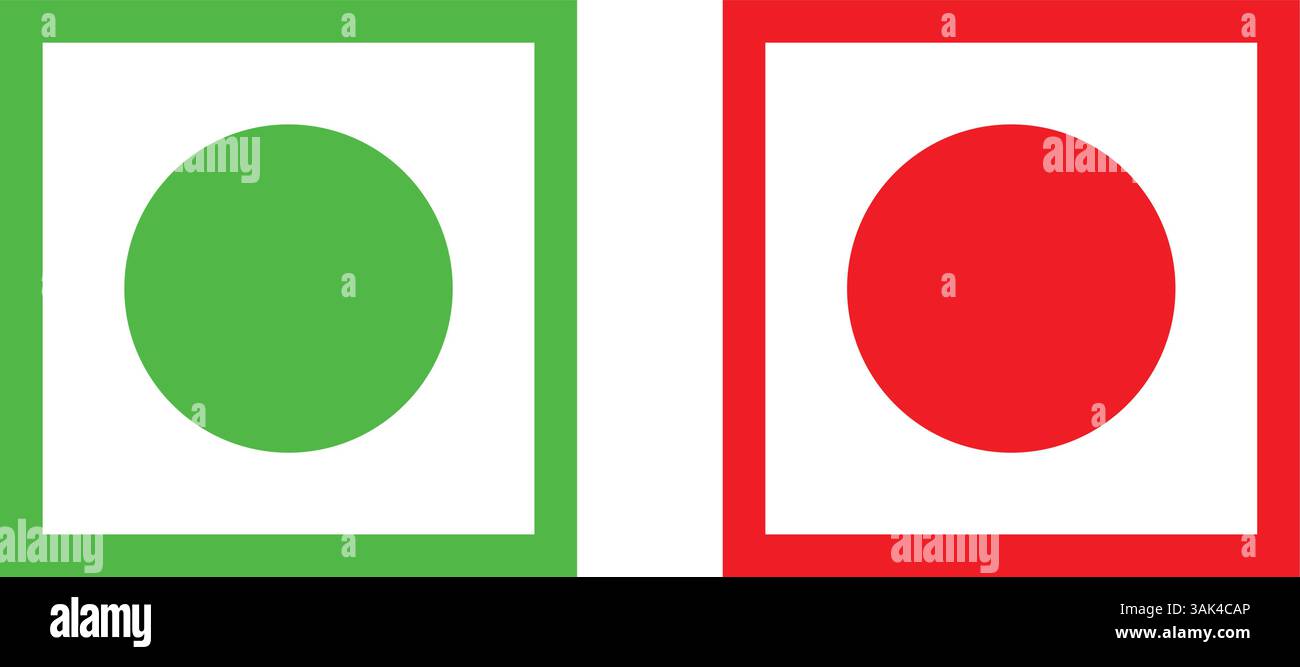 Simboli del cibo verde e rosso Vector - icone del marchio vegetariano e non vegetariano Illustrazione Vettoriale