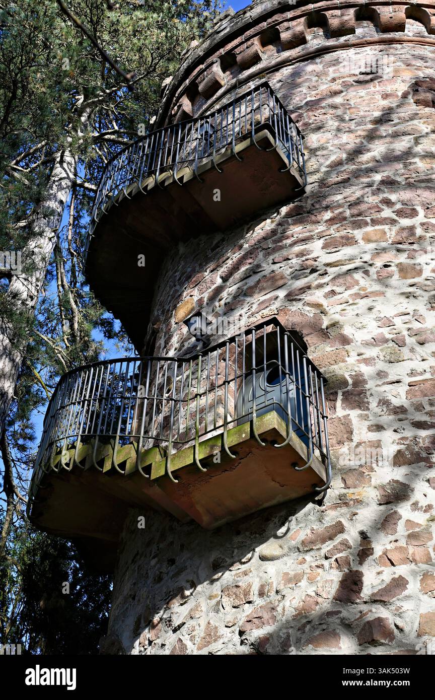 Scala esterna del Diebsturm a Bad Säckingen. Sezione della Torre Foto Stock