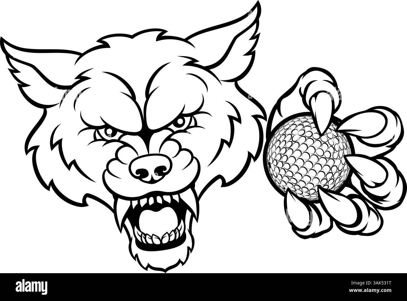 Lupo Golf mascotte sfondo di rottura Illustrazione Vettoriale