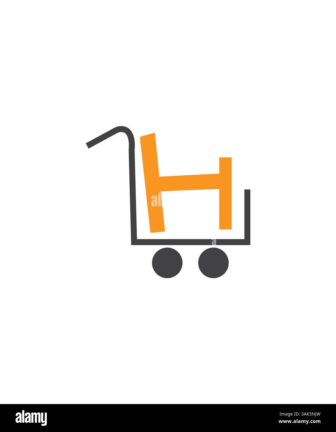 Logo carrello lettera H, logo shopping lettera H, logo icona carrello online con lettera H. Illustrazione Vettoriale