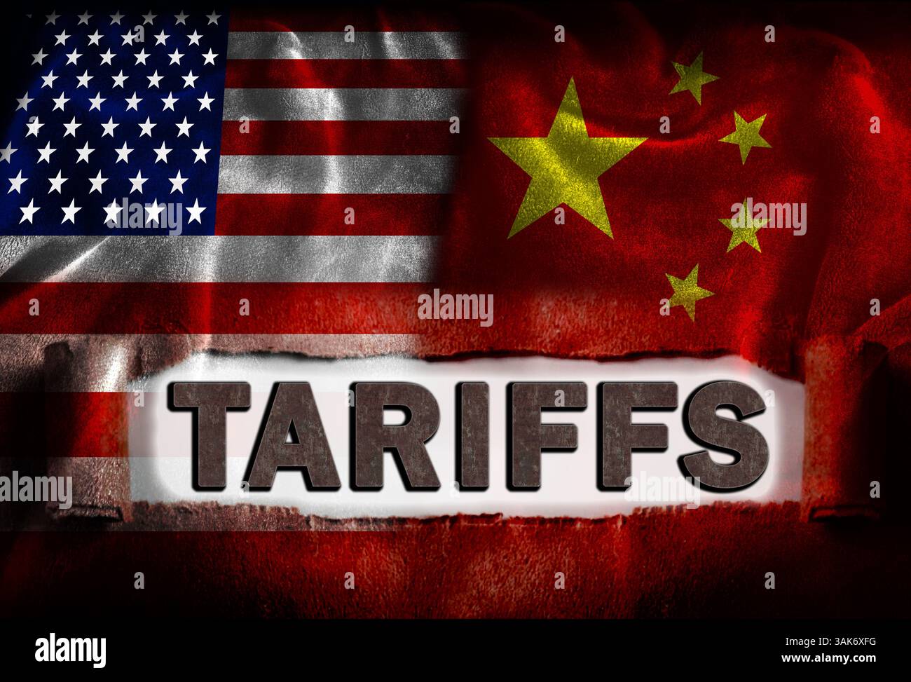 Guerra alle tariffe tra USA e Cina per l'importazione e l'esportazione di beni e servizi Foto Stock