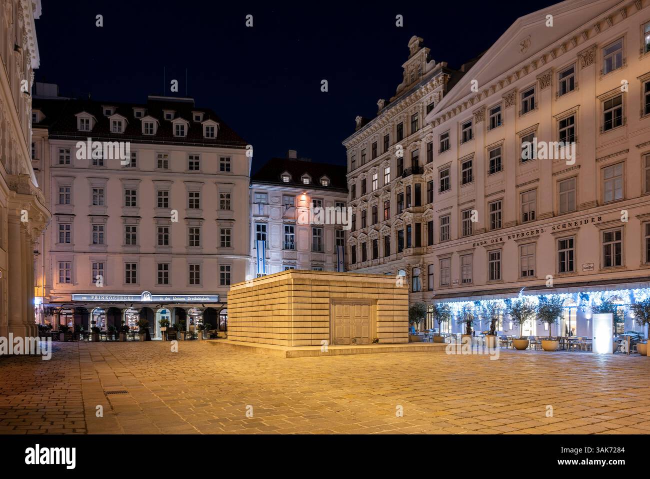 Memoriale dell'Olocausto, Judenplatz (piazza ebraica), Vienna, Austria Foto Stock