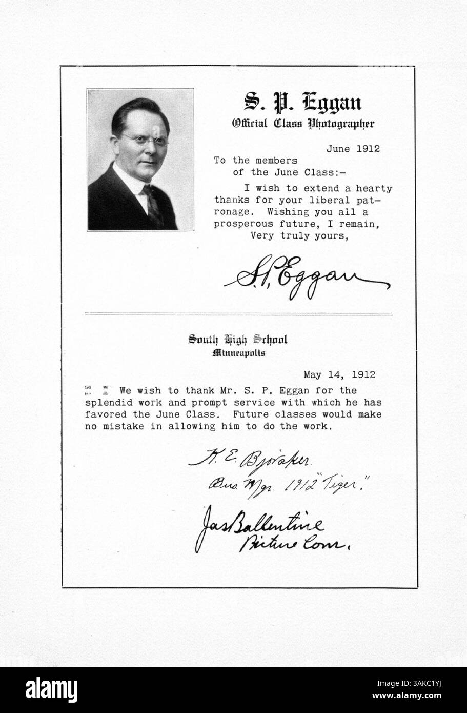 L'annuario 1912 South High 'Tiger' documenta le attività e i risultati di studenti, insegnanti e atleti durante l'anno scolastico 1911-1912. Presenta il contributo degli studenti afroamericani alla vita accademica e extracurricolare della scuola. Foto Stock