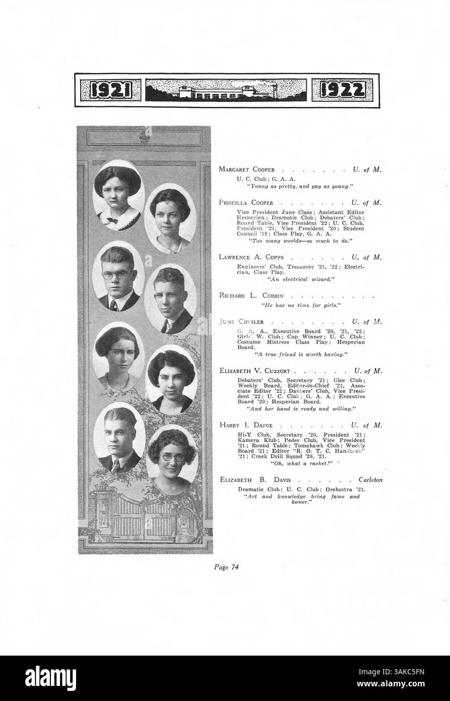 Hesperian 1922, l'annuario West High, è un documento storico che descrive la vita degli studenti, l'atletica, i risultati accademici e i club dell'anno scolastico 1921-1922. Foto Stock