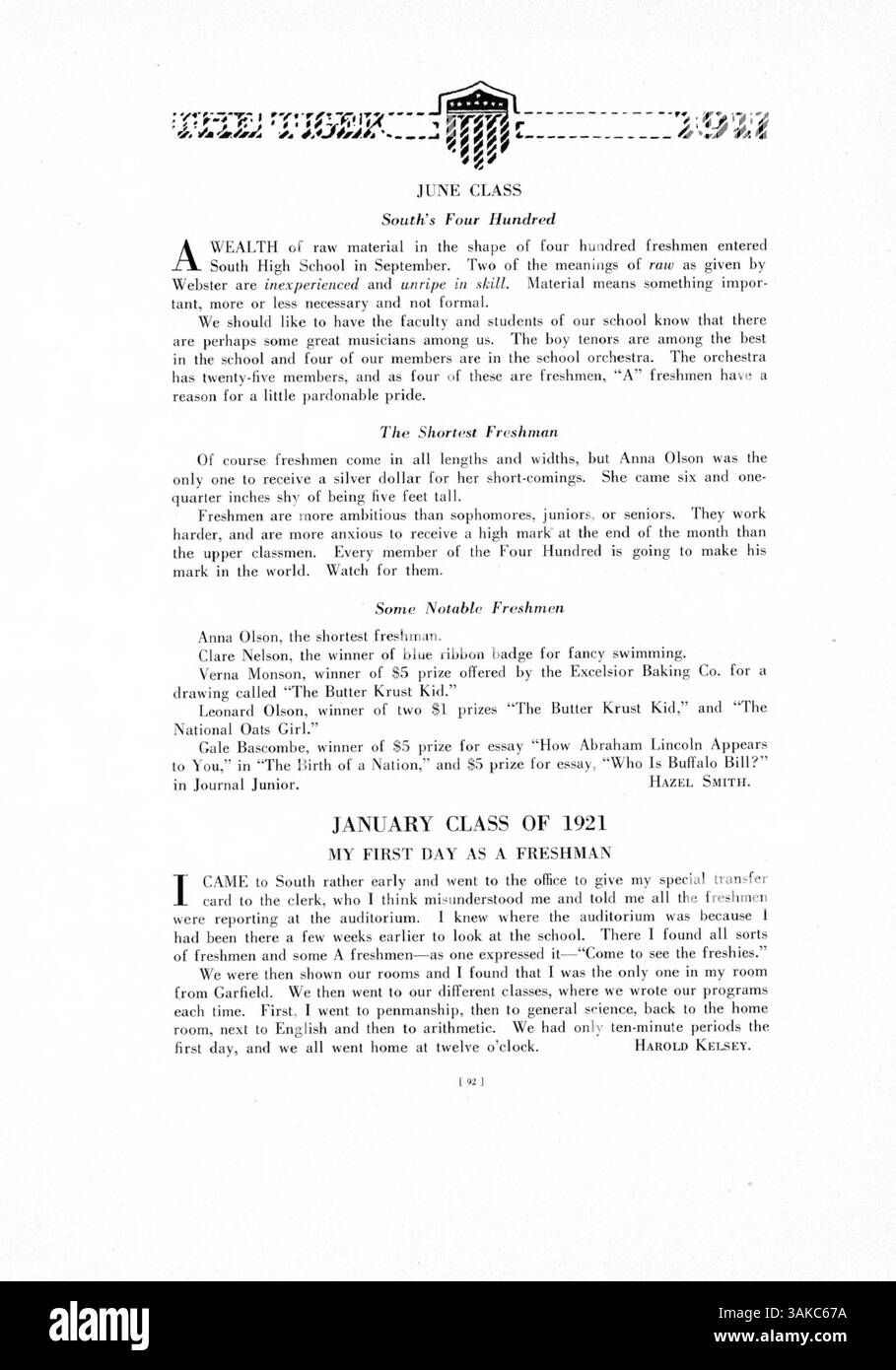 L'annuario Tiger del 1917 della South High School riflette sull'anno scolastico 1916-1917, documentando la vita accademica e sociale di studenti, docenti e personale, con un'attenzione particolare ai contributi afroamericani alla comunità scolastica. Foto Stock