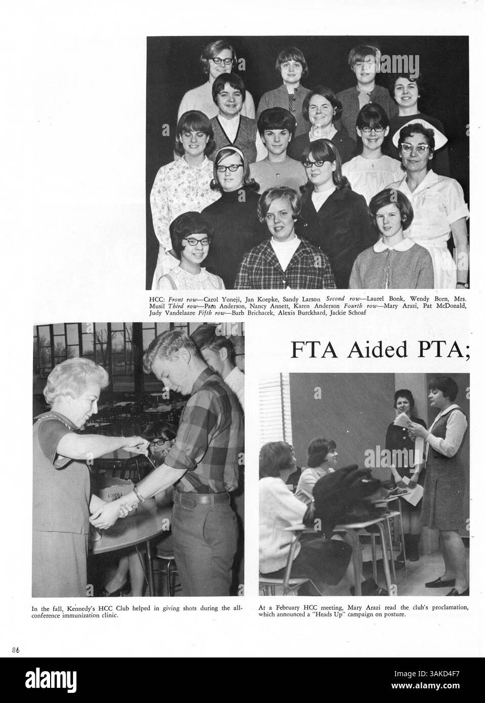 L'annuario della Kennedy High School per il 1967 mette in evidenza i momenti chiave della scuola, la vita studentesca, l'atletica e il coinvolgimento della facoltà durante l'anno scolastico 1966-1967. Foto Stock