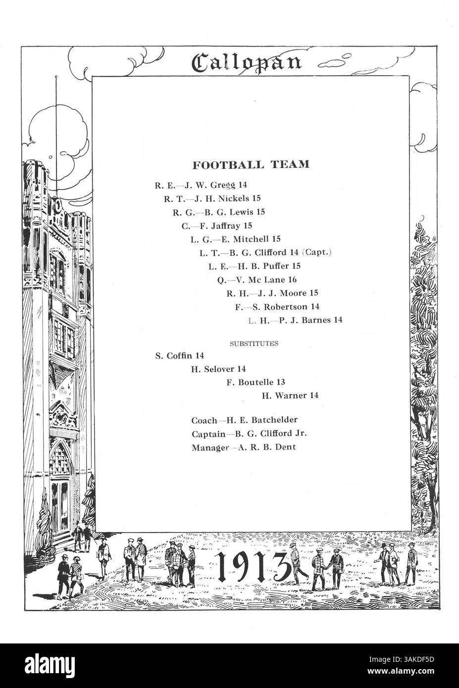 The Callopan Yearbook della Blake High School, 1913, racconta gli studenti, la facoltà e gli eventi significativi dell'anno scolastico 1912-1913, con particolare attenzione alle squadre atletiche e ai club extracurriculari. Foto Stock