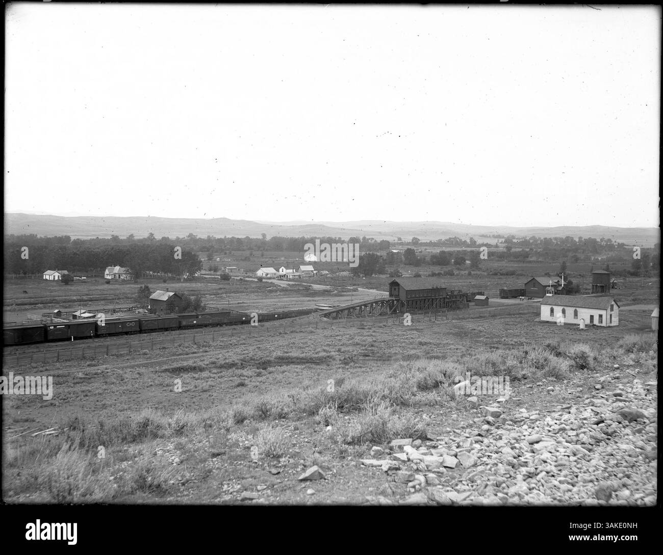 Situata a cinque miglia dal campo di battaglia di Little Bighorn, l'Agenzia indiana Crow è stata fondata nel 1884 per sostenere lo sviluppo sociale ed economico della nazione Crow in Wyoming. Foto Stock