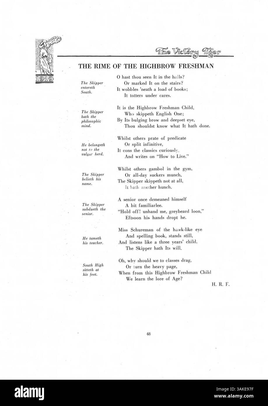 L'annuario "Victory Tiger" del 1919 del South High cattura le attrazioni educative ed extracurriculari dell'anno scolastico 1918-1919, sottolineando la storia afroamericana all'interno del corpo studentesco. Foto Stock