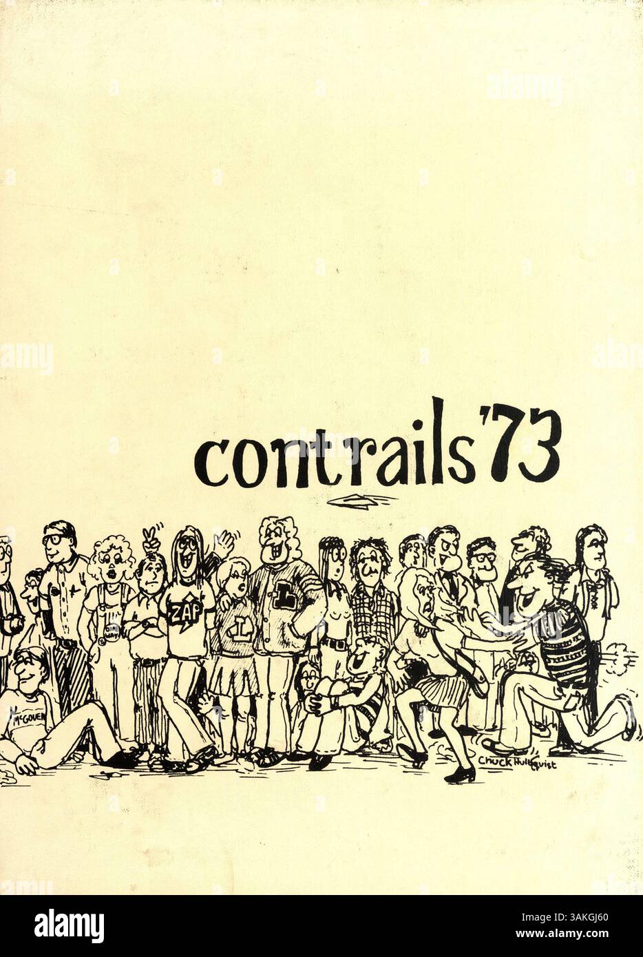 L'annuario "contrails" del 1973 della Lindbergh High School cattura i momenti salienti dell'anno scolastico 1972-1973, con studenti, docenti, club, atletica leggera, e importanti eventi scolastici nella contea di Hennepin, Minnesota. Foto Stock