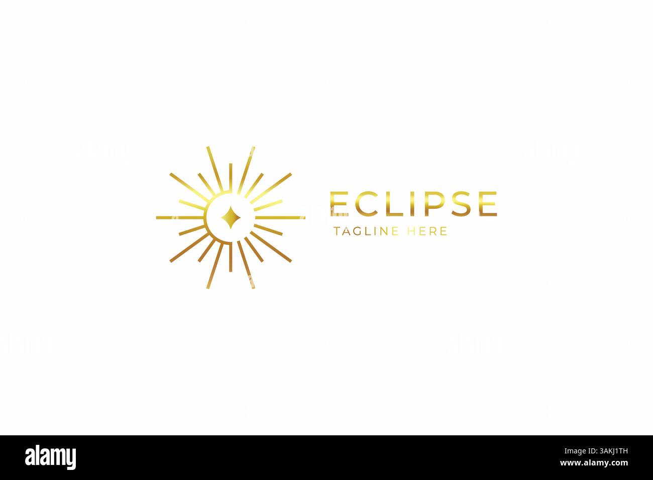 Solar Eclipse Logo Geometry Gold Luxury Concept identità del marchio femminile Illustrazione Vettoriale