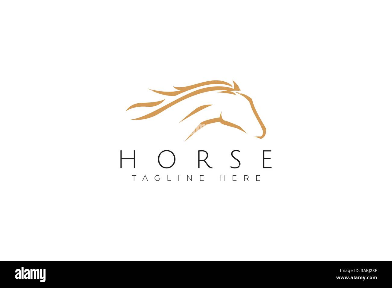 Logo testa di cavallo Mane Elegance marchio Farm Sport Race Equines simbolo Illustrazione Vettoriale