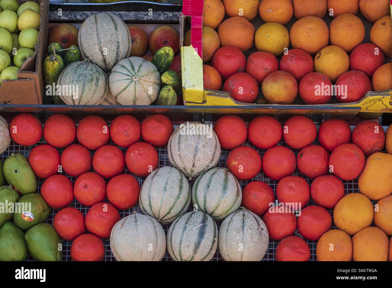 Frullato di frutta, piazza Djemaa el Fna, Patrimonio culturale immateriale dell'umanità, marrakech, marocco Foto Stock