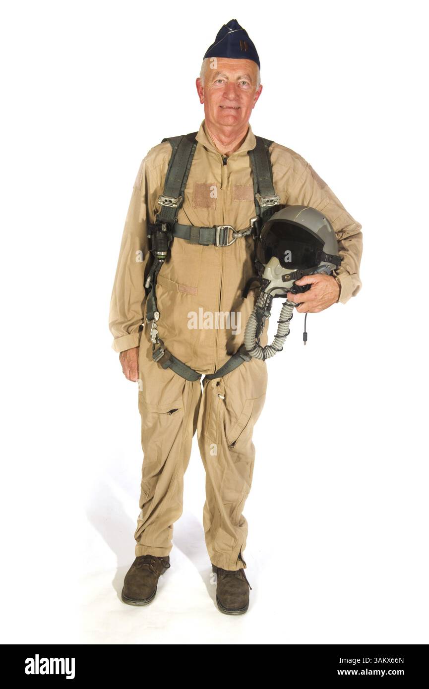 Equipaggio aerei americani in Grande Uniforme isolato su bianco Foto Stock