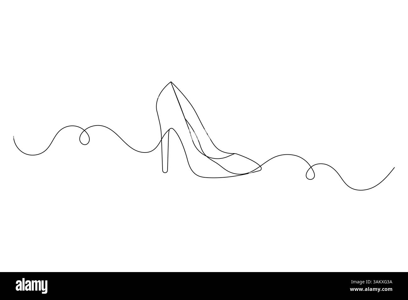 Scarpe con tacco alto, grafica a linea singola continua e illustrazione vettoriale isolata Illustrazione Vettoriale