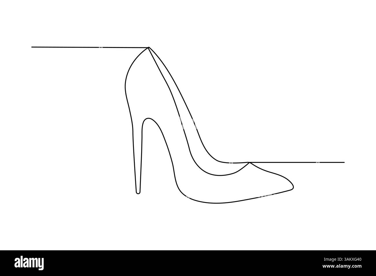 Scarpe con tacco alto, grafica a linea singola continua e illustrazione vettoriale isolata Illustrazione Vettoriale