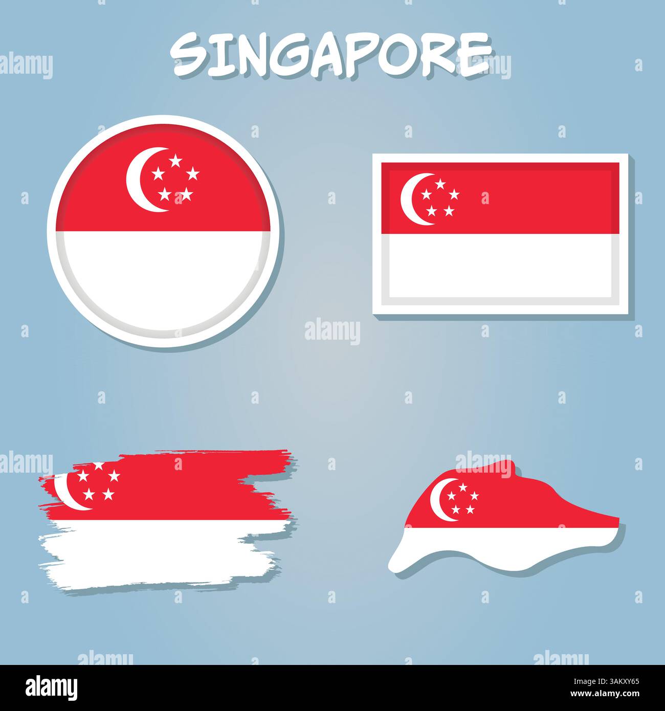 Mappa del paese con illustrazione vettoriale modificabile a livelli di Singapore Illustrazione Vettoriale