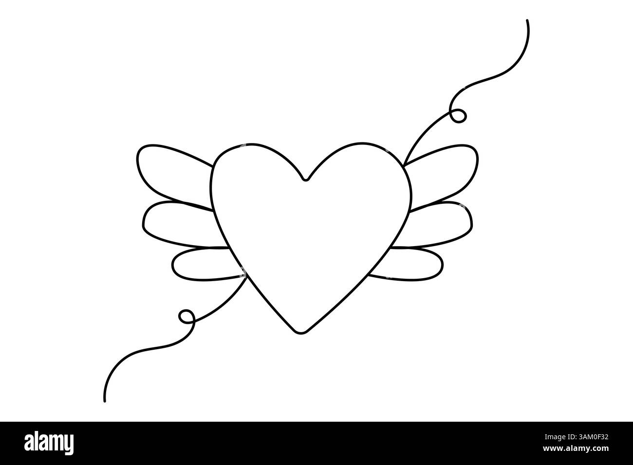 Ama la forma a una linea continua e la semplice illustrazione vettoriale diurna di Valentine Illustrazione Vettoriale