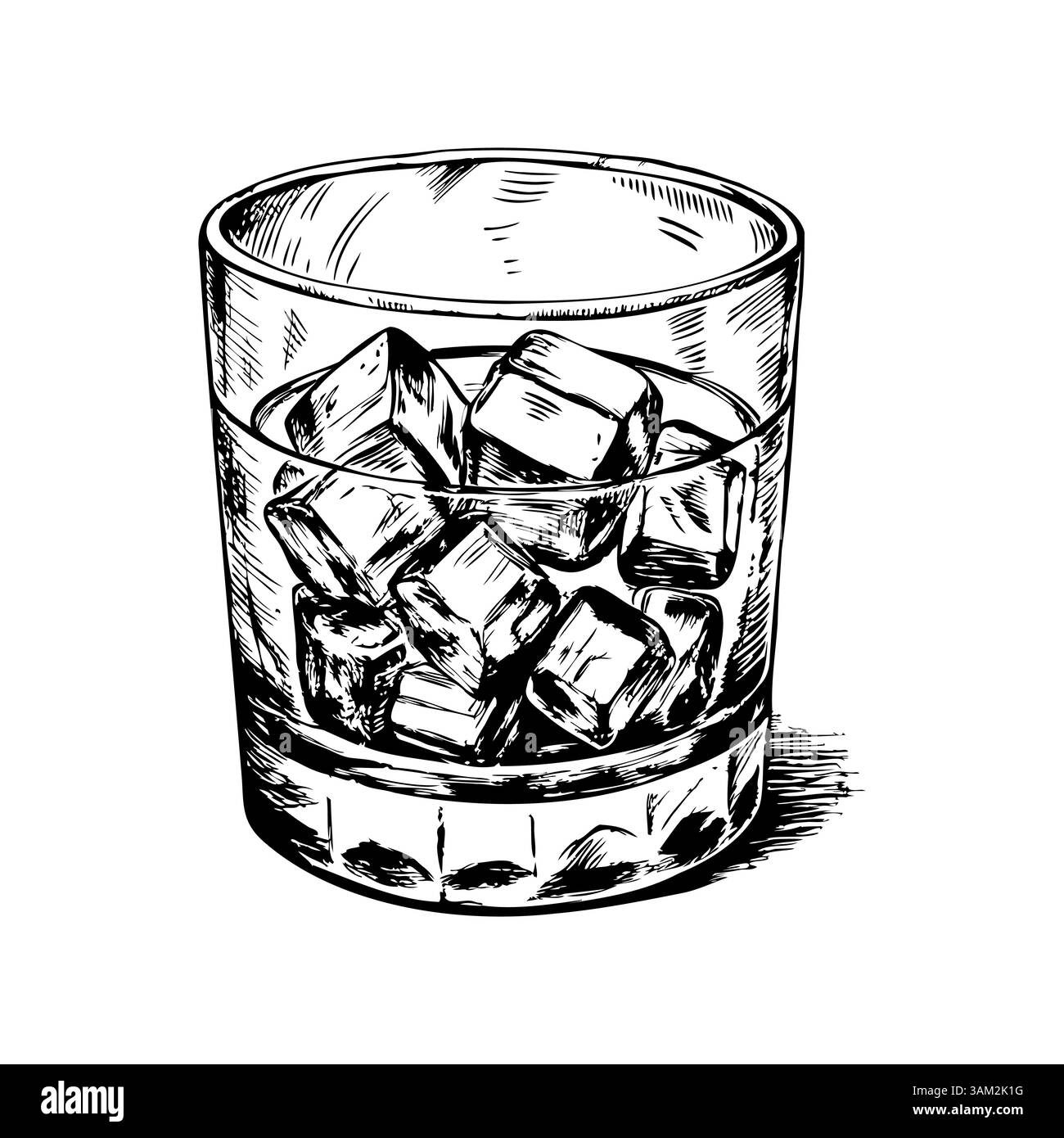 Un bicchiere di acqua ghiacciata con cubetti di ghiaccio Illustrazione Vettoriale