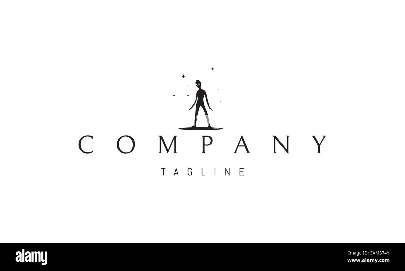 Logo vettoriale con un'immagine astratta di un alieno. Illustrazione Vettoriale