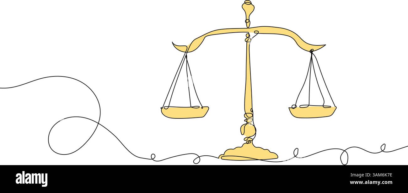 Scale del disegno della linea di giustizia Illustrazione Vettoriale