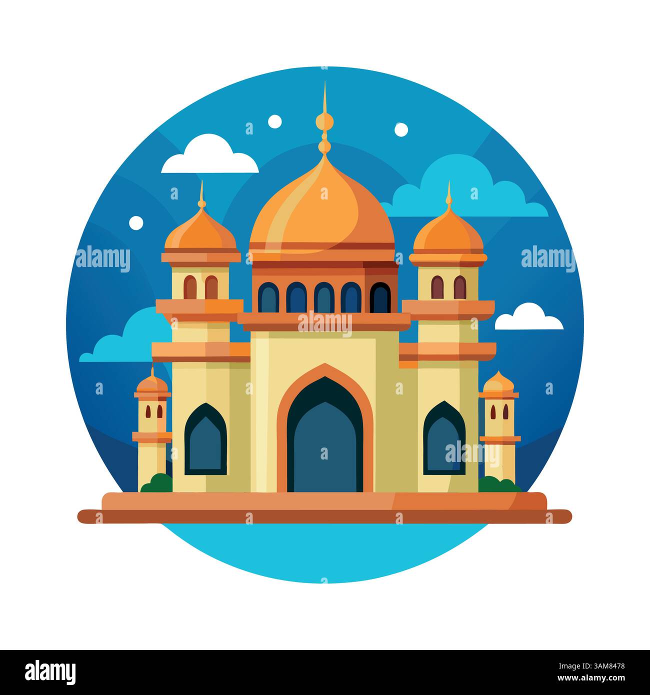 Illustrazione dell'icona Mosque Vector. Concetto icona Moslem Building Icon isolato Premium Vector. Flat Cartoon Style Free Vector e Free EPS Illustrazione Vettoriale