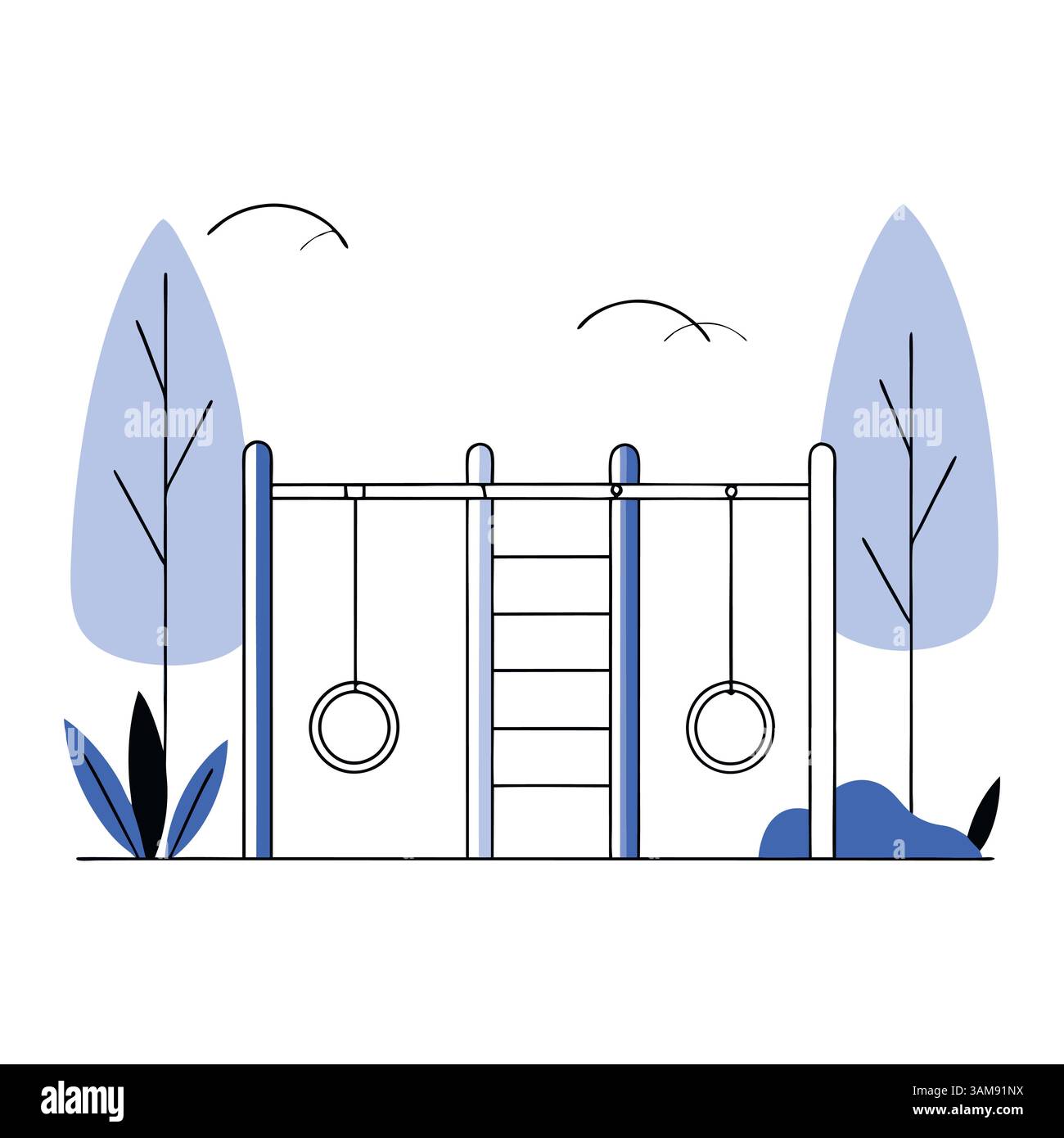 Illustrazione del parco per esercizi Calisthenics all'aperto Illustrazione Vettoriale