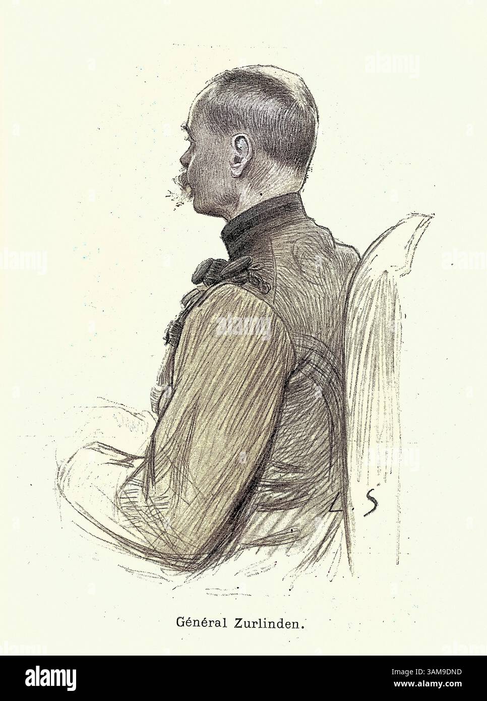 Caso Dreyfus, bozza della sala di Corte del generale Émile Zurlinden, durante il processo a Rennes 1899, l'affare Dreyfus fu uno scandalo politico che divise la terza Repubblica francese dal 1894 fino alla sua risoluzione nel 1906. Foto Stock