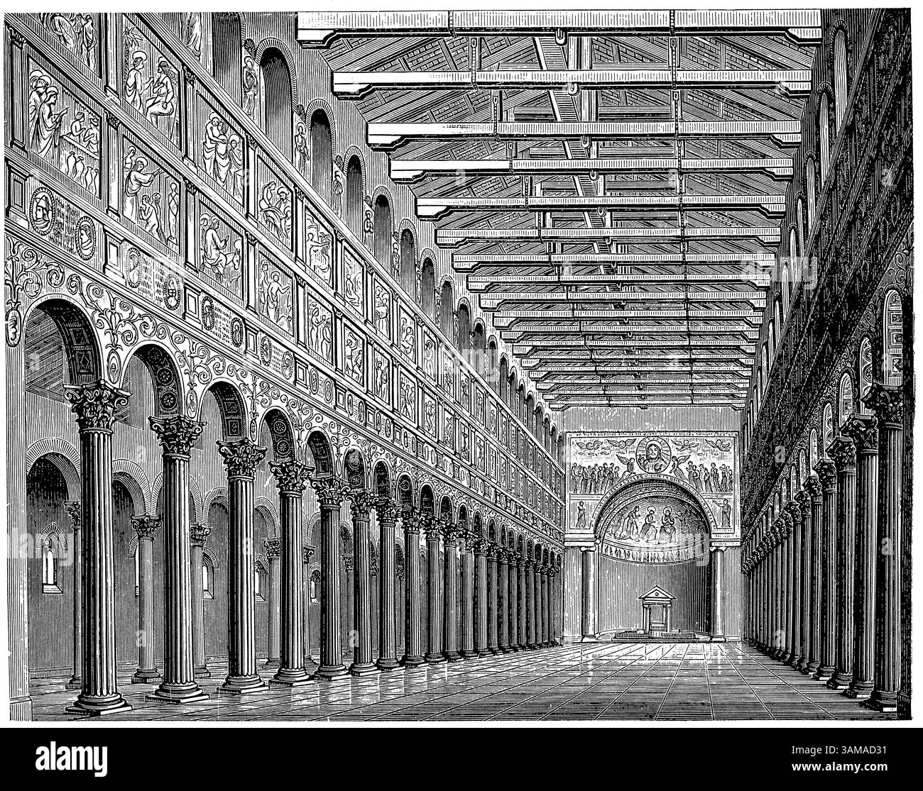 San Paolo fuori le Mura: Basilica paleocristiana. ROM. Stili architettonici paleocristiani e bizantini. Foto Stock