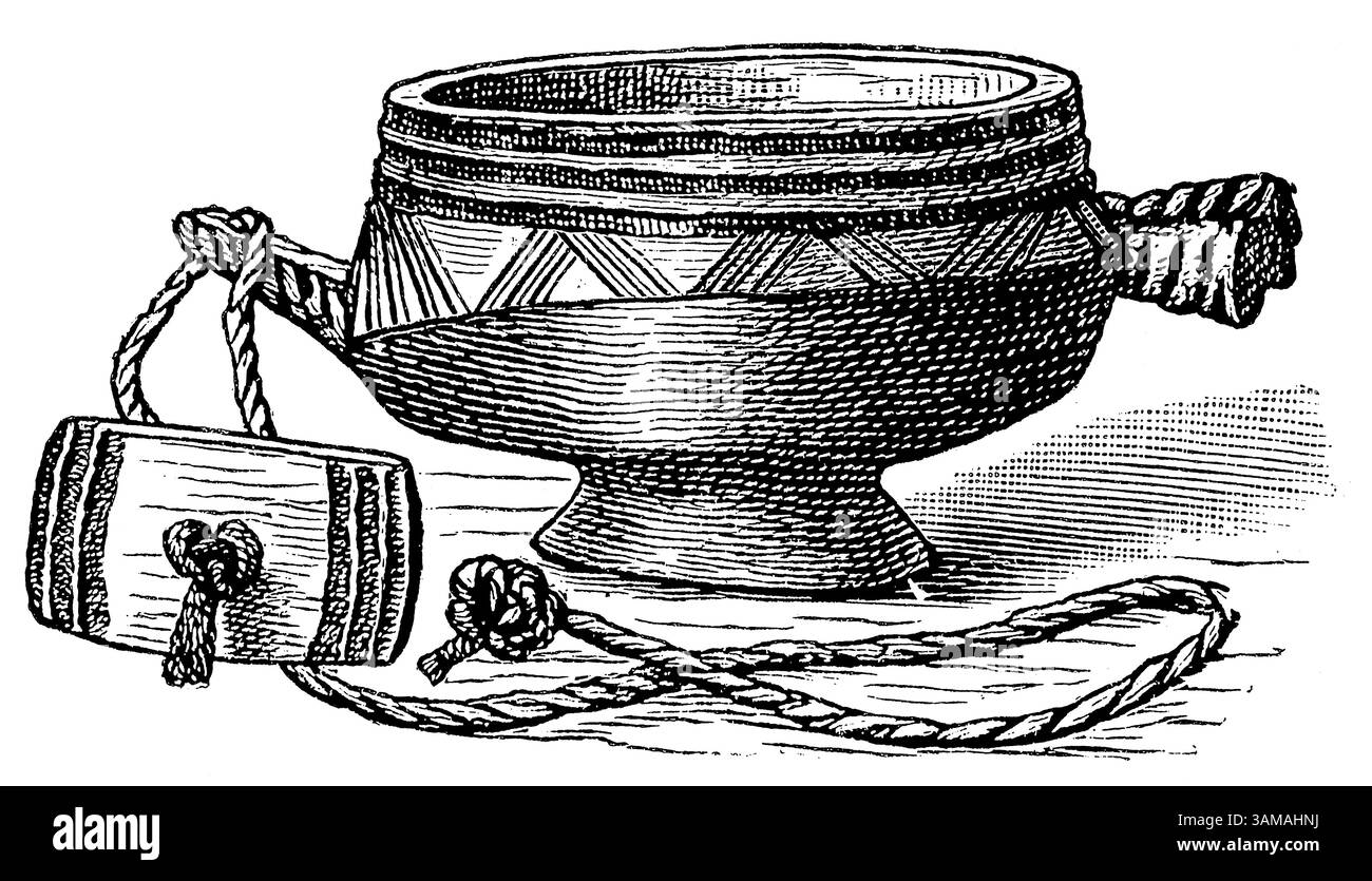 Dispositivo magico Rain di Usukuma, Tanzania. Cultura africana e antichità. Pubblicazione della "Meyers encyclopedia", Vol. 7, Lipsia, Germania, 1910. Foto Stock