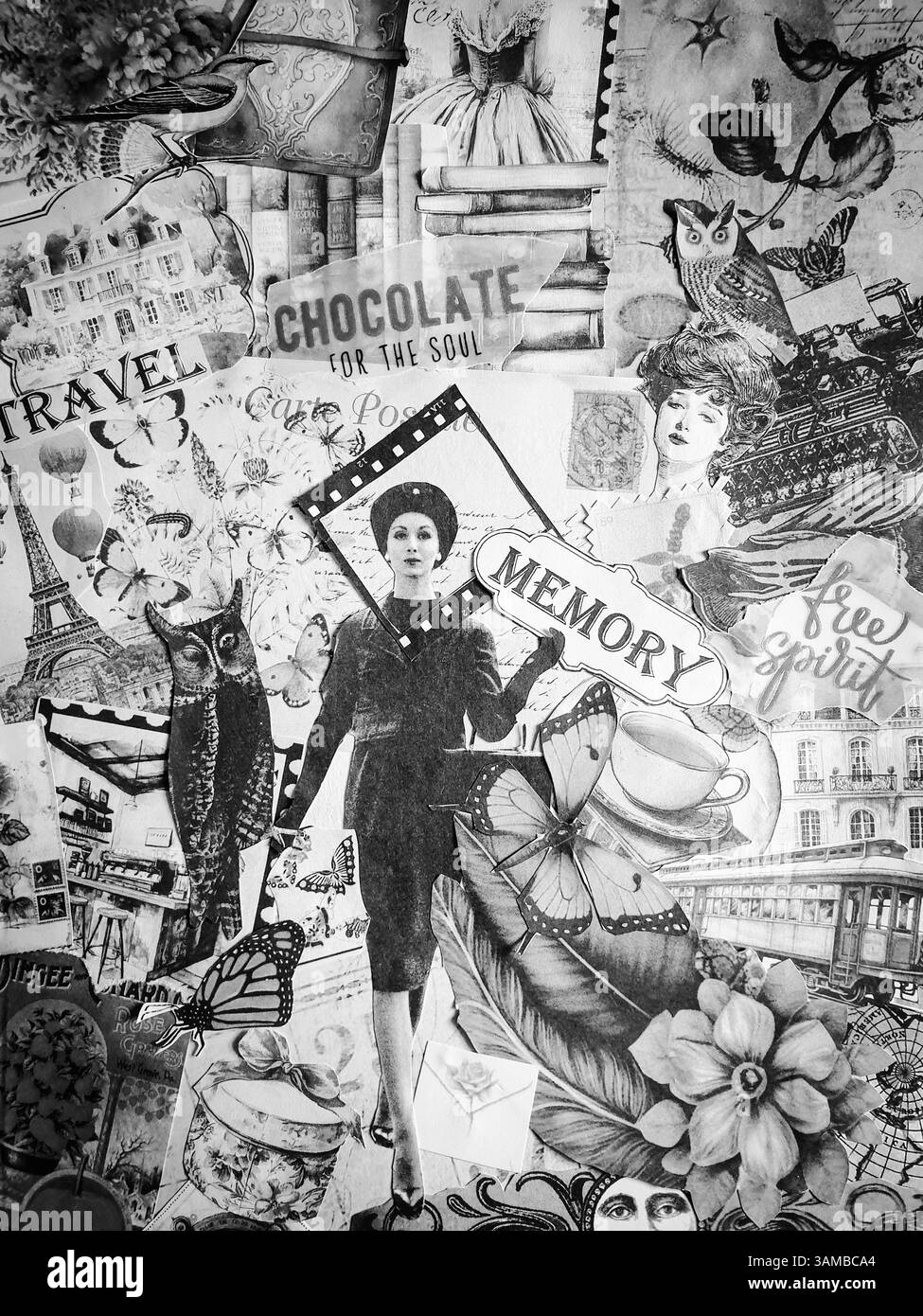 Un collage d'arte concettuale d'epoca Foto Stock