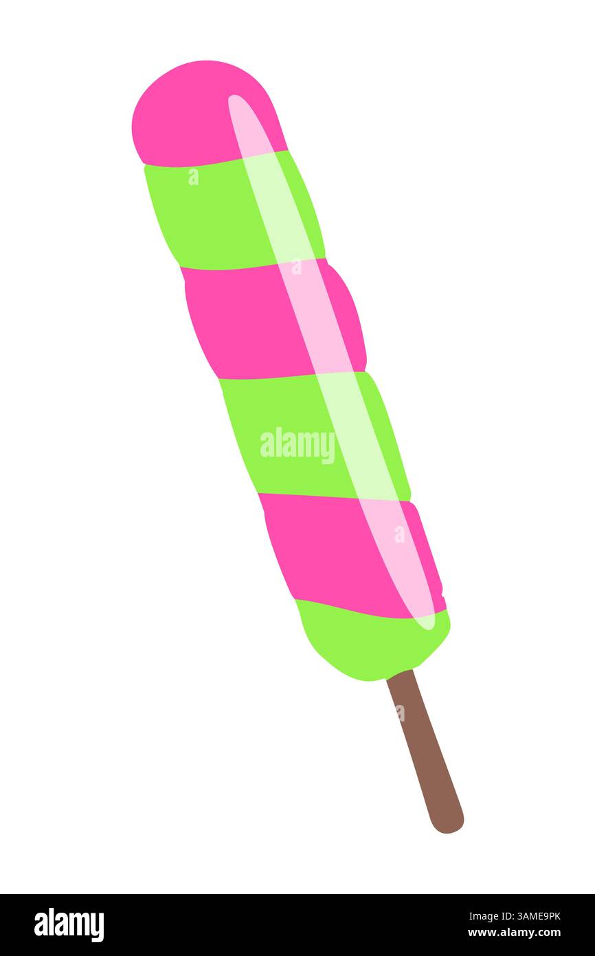 Gelato colorato su un bastoncino in estate Illustrazione Vettoriale
