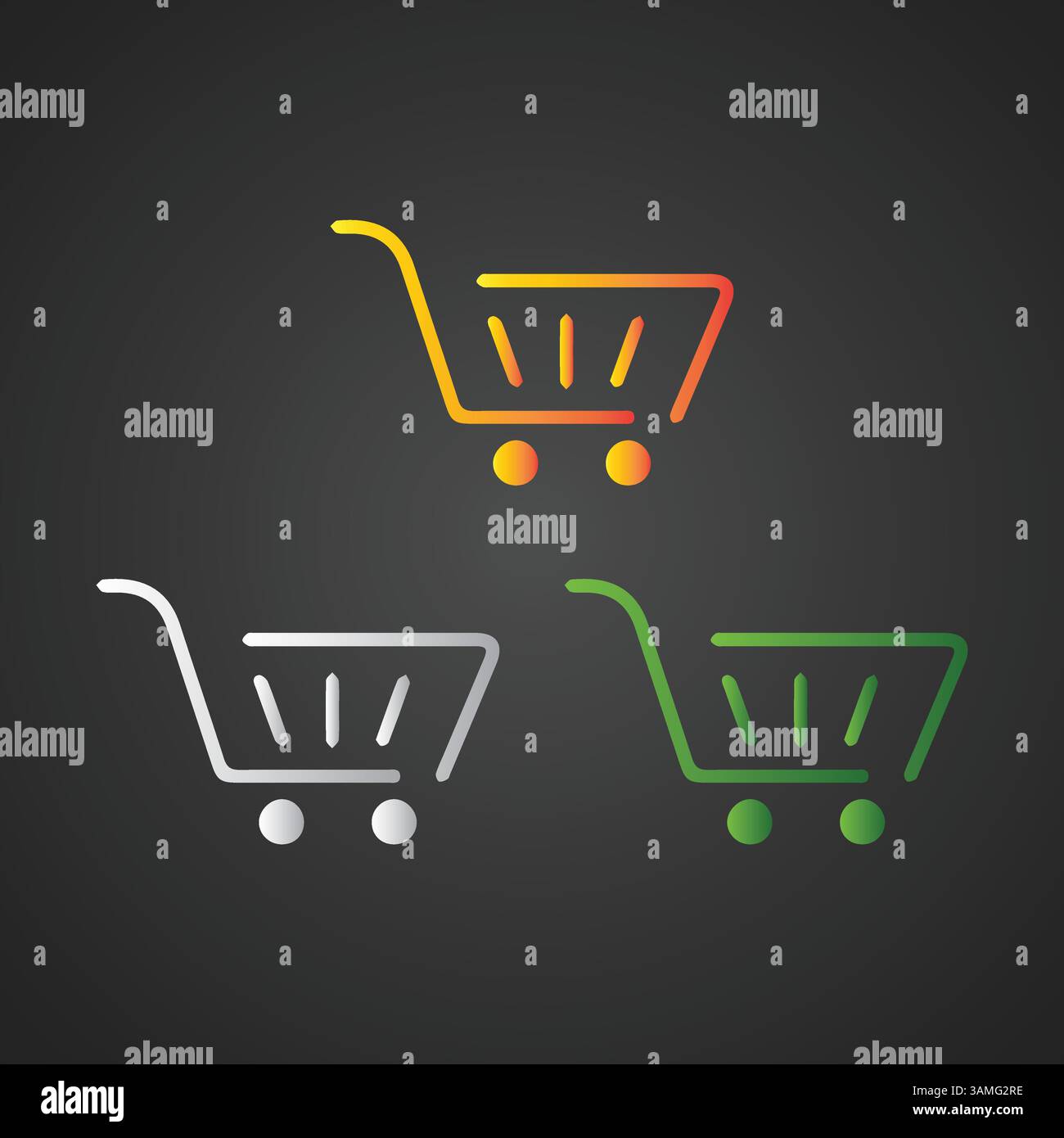 Icone colorate del carrello, simboli, segni moderni, pittogrammi lineari, grafica vettoriale Illustrazione Vettoriale