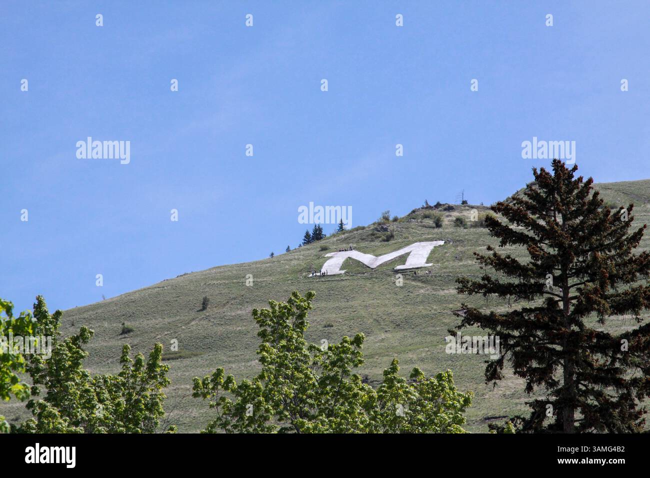11 maggio 2012 - Missoula, Montana, Stati Uniti - la "M" sul Monte Sentinel presso il campus principale dell'Università del Montana a Missoula, Montana (immagine di credito: © Keith Crowley/ZUMA Wire/ZUMAPRESS.com) Foto Stock