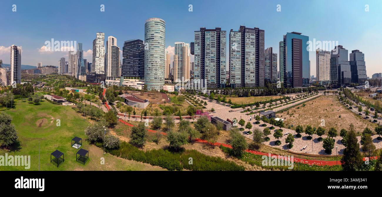 Panorama del Parque la Mexicana, Santa Fe, città del Messico, Messico Foto Stock