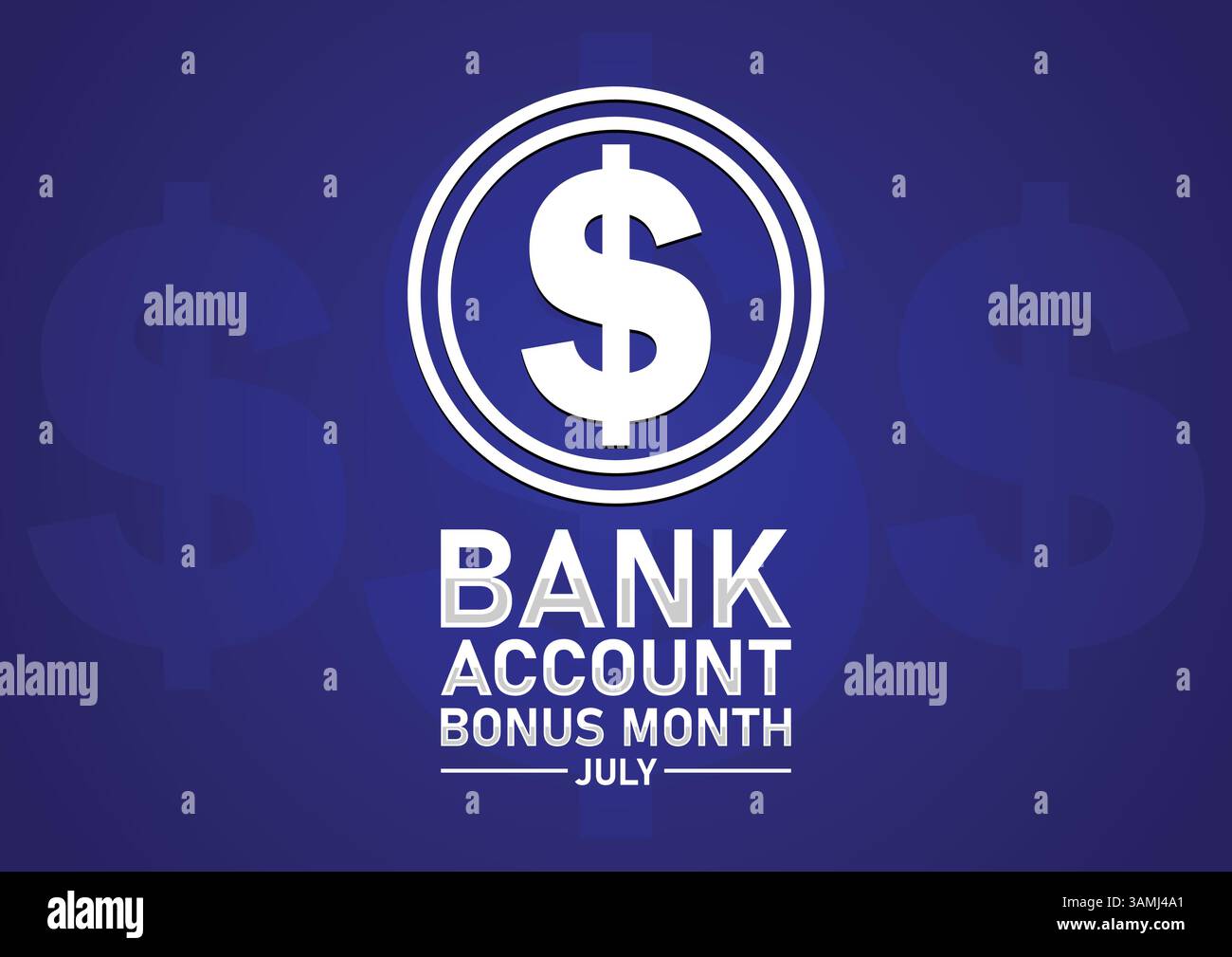 Mese bonus conto bancario di luglio – incentivi in contanti e premi bancari Illustrazione Vettoriale