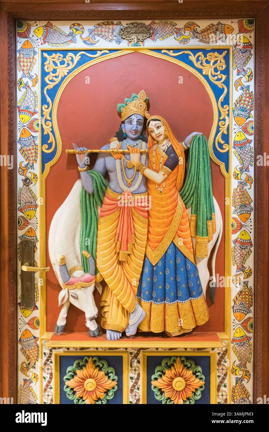 Murale Krishna Jaipur Rajasthan India Foto Stock
