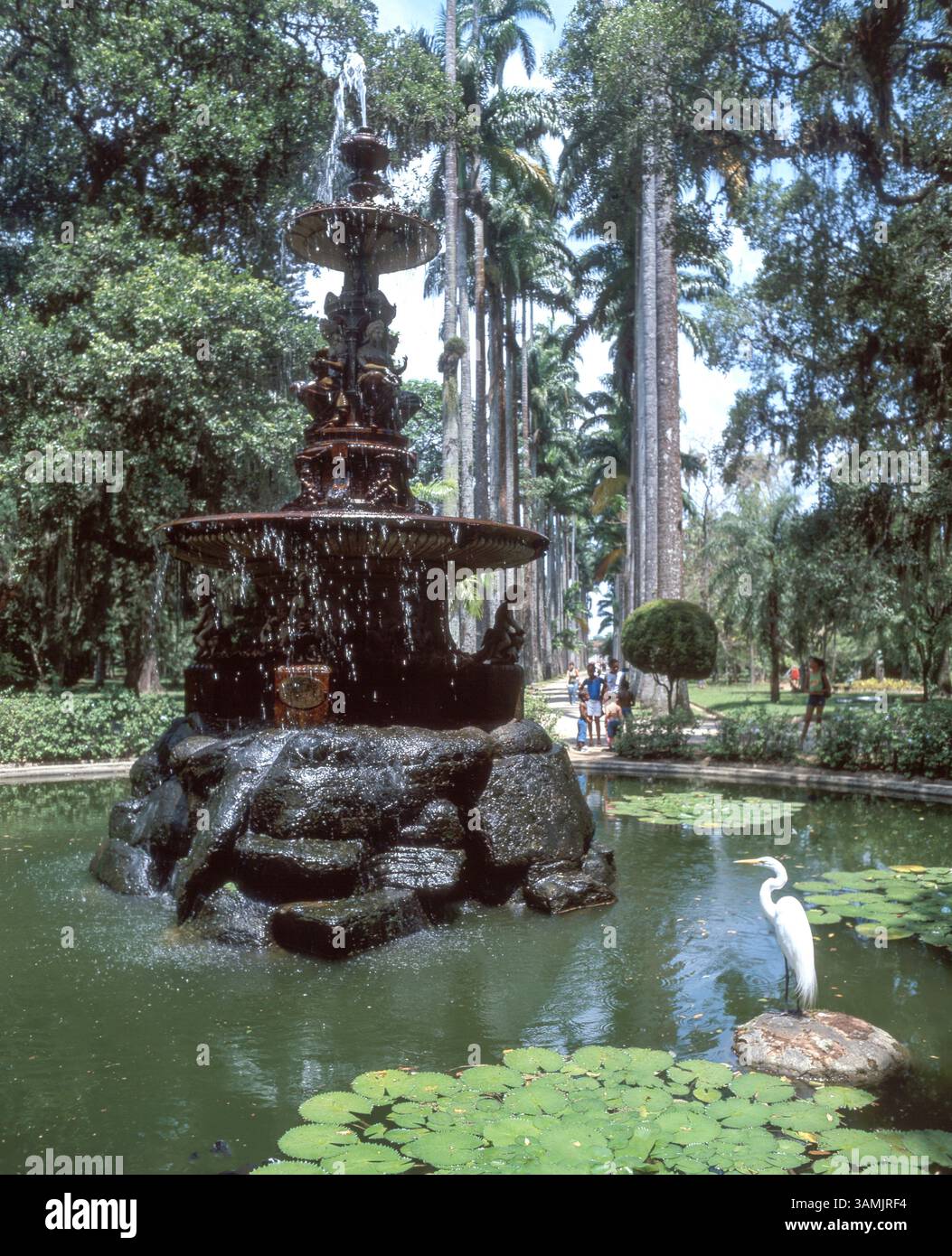 Fontana centrale, Giardino Botanico (Jardim Botânico), zona sud, Rio de Janeiro, Stato di Rio de Janeiro, Brasile Foto Stock