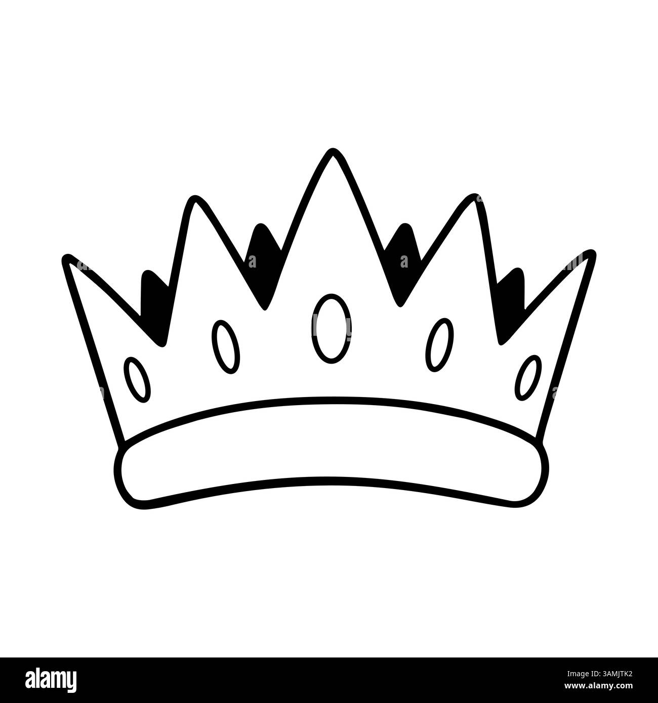 Corona reale decorata con gioielli, illustrazione di stile disegnata a mano Illustrazione Vettoriale