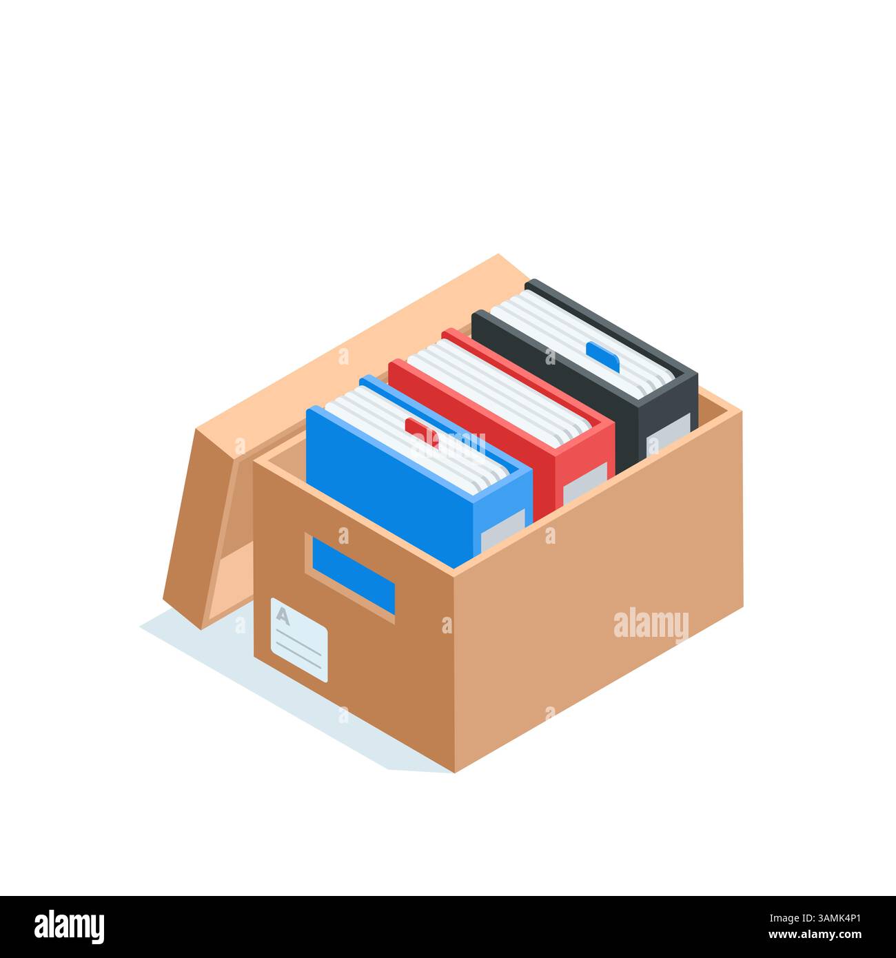 contenitore di archivio vettoriale isometrico con cartelle, a colori su sfondo bianco, archiviazione o archiviazione di file Illustrazione Vettoriale