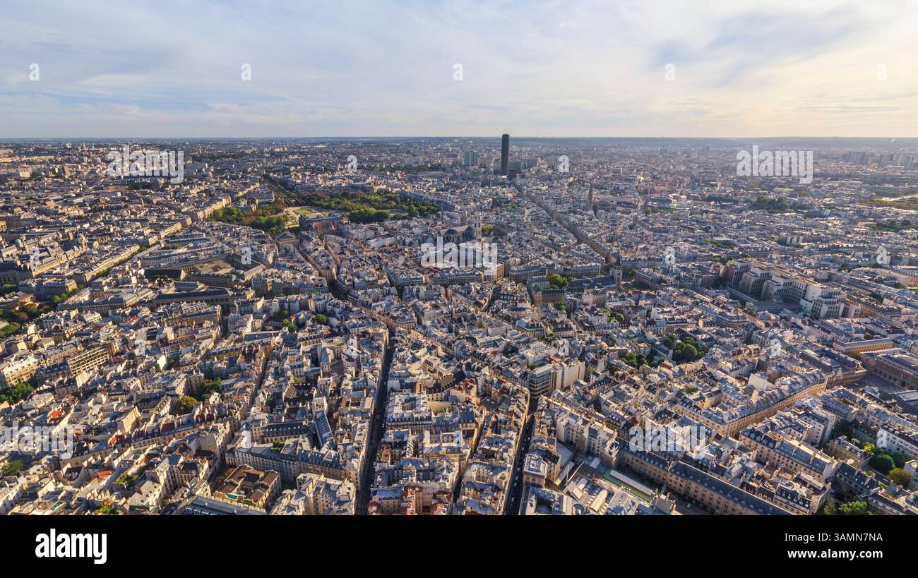 Vista aerea panoramica del centro di Parigi, Parigi, Francia. Foto Stock
